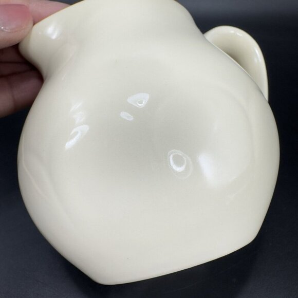 Vintage Franciscan Pottery Sugar Bowl And Creamer Set Ivory With Yellow Edges - Picture 7 of 15